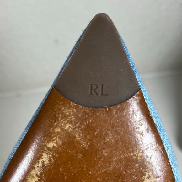 Ralph Lauren Purple Label Cecilia Bleached Denim Pump 4” Heel - size 41B - Picture 12 of 12